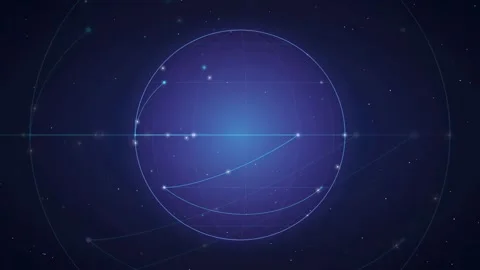 Abstract Digital Globe with Glowing Blue Connection Lines and Data Points on Stock Footage 343159652