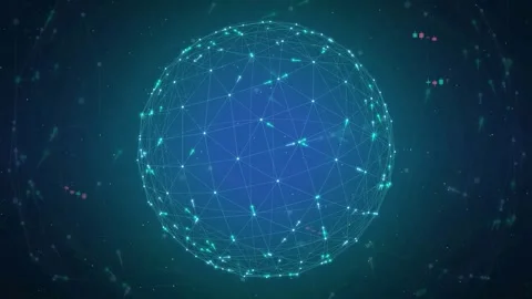 Abstract Digital Globe with Glowing Blue Network Connections and Floating Data Stock Footage 343445826