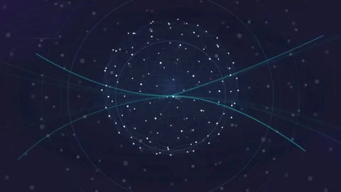 Abstract Digital Globe with Glowing Data Points and Connecting Lines on Dark Stock Footage 339317196