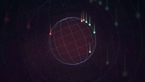 Abstract Digital Globe with Glowing Data Points and Connecting Lines on Dark Stock Footage 343157474