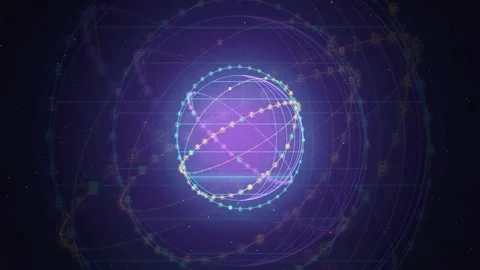Abstract Digital Globe with Glowing Network Connections and Data Points in Deep Stock Footage 343155390
