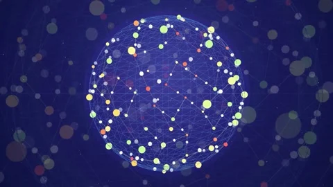 Abstract digital globe with glowing network connections and floating particles Stock Footage 343862811