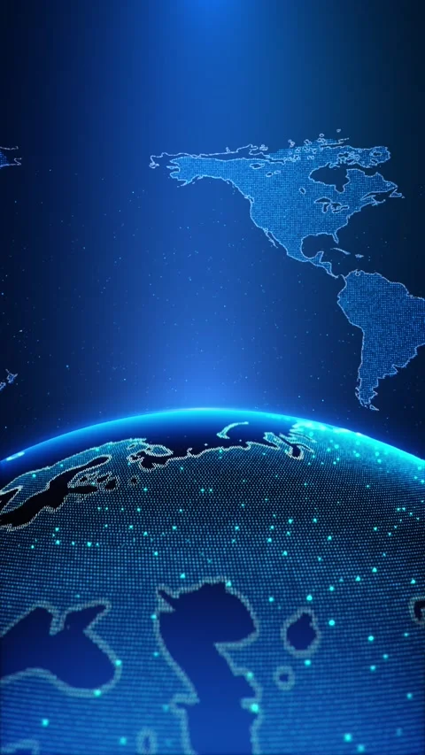 Abstract digital globe glowing world map data connections global network system, 스톡 동영상 342788147