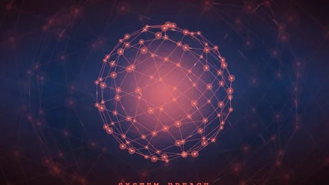 Abstract Digital Globe Network with Glowing Connections and Data Points on Dark Stock Footage 343160814