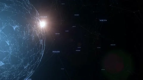 Abstract digital globe rotation with motion network background Vídeo Stock 231417830