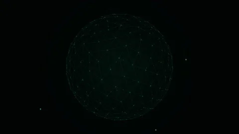 Abstract digital globe sphere composed of glowing interconnected dots and t.. Stock Footage 347464828