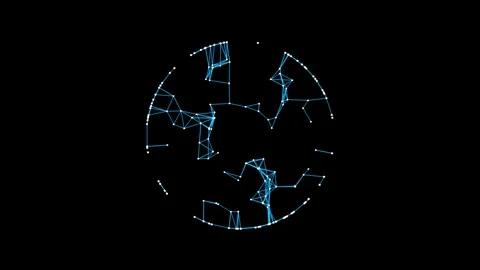 Abstract digital globe wireframe rotating on isolated black background Stock Footage 327540217