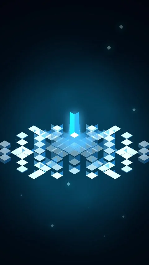 Abstract Digital Glowing Blue Isometric Cube Pattern Animation Stock Footage 346200036