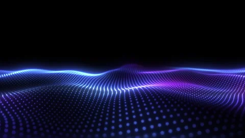 Abstract digital glowing dynamic particle waves with motion light backgroun.. Stock Footage 324197641