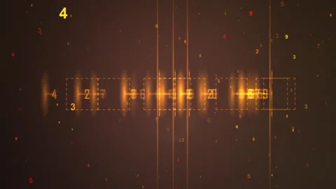 Abstract Digital Glowing Numbers in Warm Tones Background Stock Footage 305834934