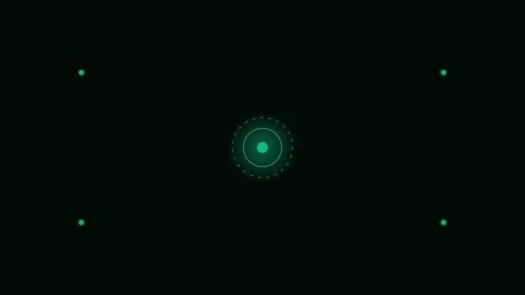 Abstract digital glowing teal circle pattern on a deep black background Stock Footage 338309523