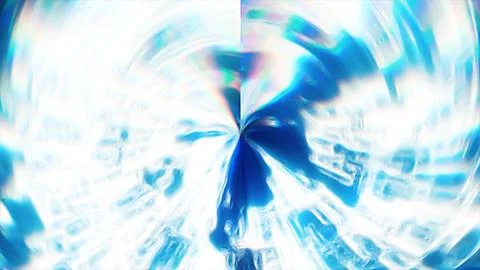 Abstract digital glowing vibrant blue light frame vortex creating a tunnel-li Stockillustratie