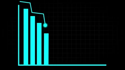 Abstract digital graph with cyan bars, glowing data point, and grid layout .. Stock Footage 321583808