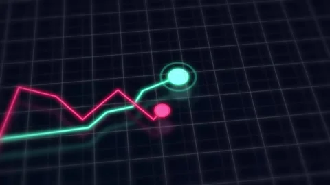 Abstract Digital Graph Showing Data Trends on a Dark Grid Background Stock Footage 342133089