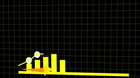 Abstract digital graph with yellow bars, directional arrow, and circle form.. Stock Footage 321586746