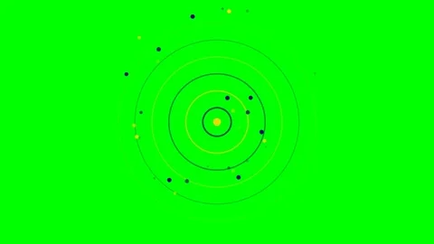 Abstract digital graphic featuring a central yellow circle on green screen Stock Footage 340268383