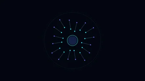 Abstract digital graphic featuring a glowing central orb with radiating dots Stock-Footage 338310534