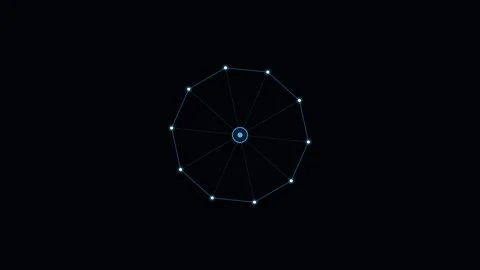 Abstract digital graphic featuring a glowing circular network on black Stock Footage 339618782