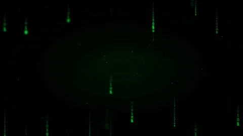 Abstract digital green binary code raining down on a black background for Stock Footage 336774186