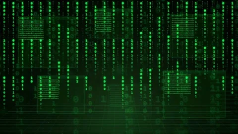 Abstract Digital Green Binary Code Streaming Background with Data Processing Stock Footage 336774986