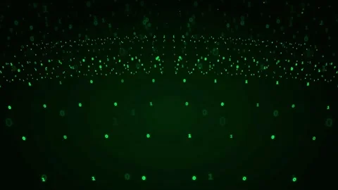 Abstract Digital Green Binary Code Stream Flowing Through Dark Cyberspace Stock Footage 336775142