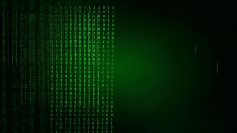 Abstract Digital Green Binary Code Streaming on Dark Background for Technology Stock Footage 339319014