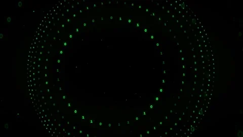 Abstract Digital Green Binary Code Forming a Rotating Spherical Data Tunnel on Stock Footage 339321688