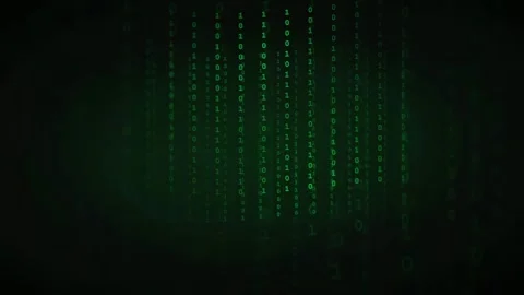 Abstract Digital Green Binary Code Streaming on Dark Background for Cyber Stock Footage 339322407