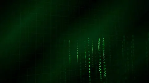 Abstract Digital Green Binary Code Streaming on Dark Background for Cyber Stock Footage 339322863
