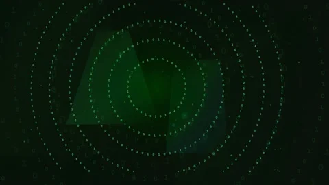 Abstract Digital Green Binary Code Background with Rotating Circular Data Stock Footage 339324184