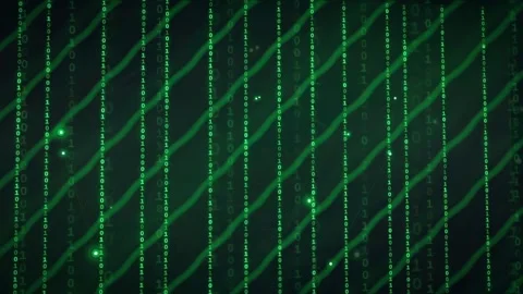Abstract digital green binary code raining down on a dark background for Stock Footage 339324374