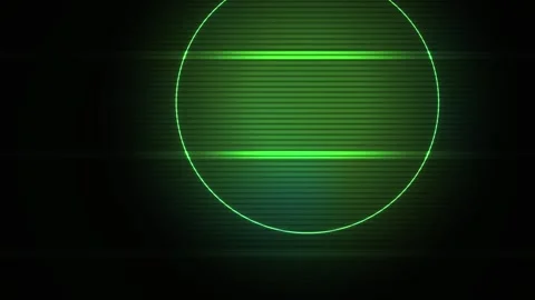Abstract Digital Green Circle Pulse with Glitch Scanline Effects. Stock Footage 340500605