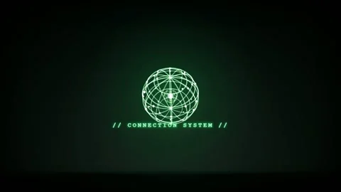 Abstract Digital Green Globe Network Animation with Connection System Text on Stock Footage 345758599