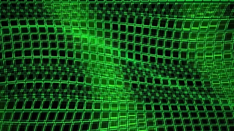 Abstract Digital Green Grid Motion Background with Wavy Geometric Patterns. Stock Footage 341780510