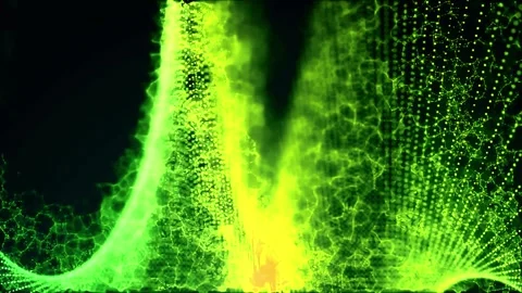 Abstract digital green light wave motion background seamless loop animation Stock Footage 327570021