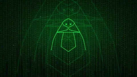 Abstract Digital Green Matrix Background with Glowing Geometric Cyber Security Stock Footage 336775360