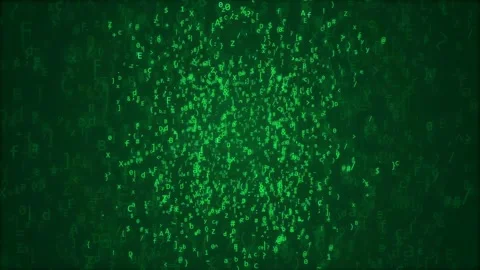 Abstract digital green matrix background with falling code characters and Stock Footage 341833271