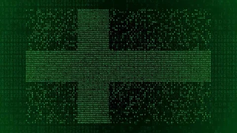 Abstract digital green matrix background with glowing particles forming a cross Stock Footage 343160833