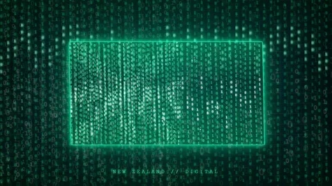 Abstract Digital Green Matrix Background with Glowing Data Frame and Binary Stock-Footage 343169832