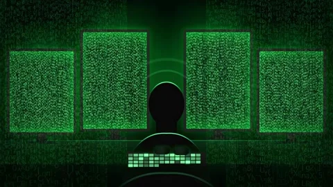 Abstract Digital Green Matrix Data Stream with Glowing Binary Code and Stock Footage 341834289