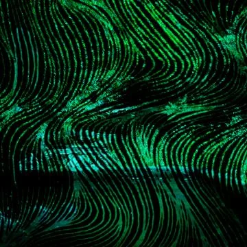 Abstract digital green wave pattern with glowing curved lines creating a dynamic Stock Illustration