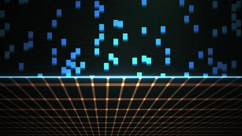 Abstract Digital Grid and Floating Cubes Animation. Stock Footage 334446063