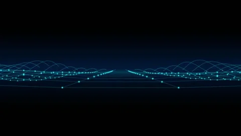 Abstract Digital Grid and Glowing Light Nodes Motion Background Vídeos de archivo 344353660
