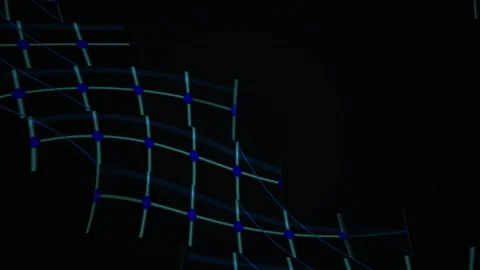 Abstract Digital Grid Animation Featuring Glowing Blue Nodes and Interconne.. Stock Footage 341780418