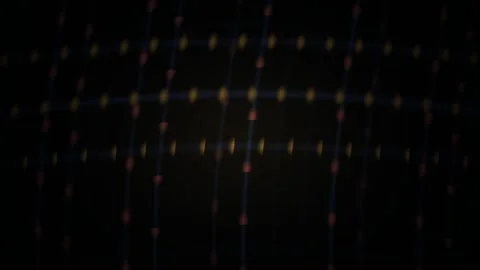 Abstract Digital Grid Animation with Glowing Data Points and Flickering Lig.. Stock Footage 340501002