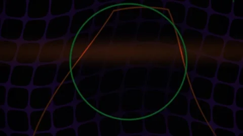 Abstract Digital Grid Animation with Glowing Geometric Circle Overlay. Stock Footage 340501012