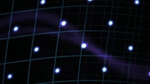 Abstract Digital Grid Animation with Glowing Light Nodes and Wave Effects. Stock Footage 340501126