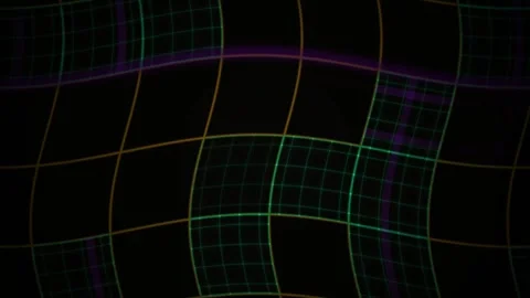 Abstract Digital Grid Animation with Glowing Neon Lines and Dynamic Wave Mo.. Stock Footage 340501227