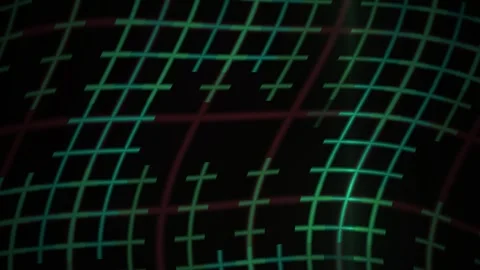 Abstract Digital Grid Animation with Glowing Neon Lines and Geometric Pattern Stock Footage 340501243