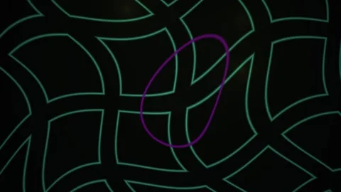 Abstract Digital Grid Animation with Glowing Neon Lines and Geometric Pattern Stock Footage 340501260